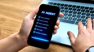 AI agent application on a smartphone screen showing completed tasks AI agent application on a smartphone screen showing completed tasks