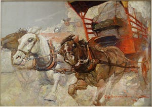 Runaway Horses by Frank Schoonover, published in American Magazine, Novembert 1914, p. 21 New Britain Museum of American Art