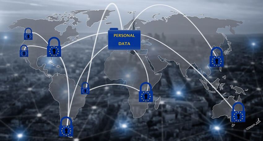 Padlock over EU map, symbolizing the EU General Data Protection Regulation or GDPR. Designed to harmonize data privacy laws across Europe.