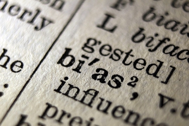 Definition of word bias on dictionary page, close-up