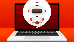 Talkbot with error in speech bubble. Talkbot with error in speech bubble.