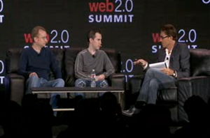 Screenshot of Bill Maris and Graham Spencer from Google Ventures address the Web 2.0 Summit audience in San Francisco.