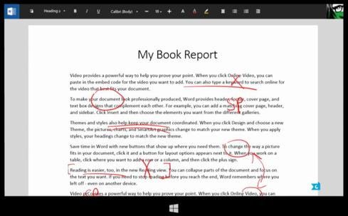 An image from Microsoft Research's presentation shows how digital ink could be applied in Microsoft Word. 