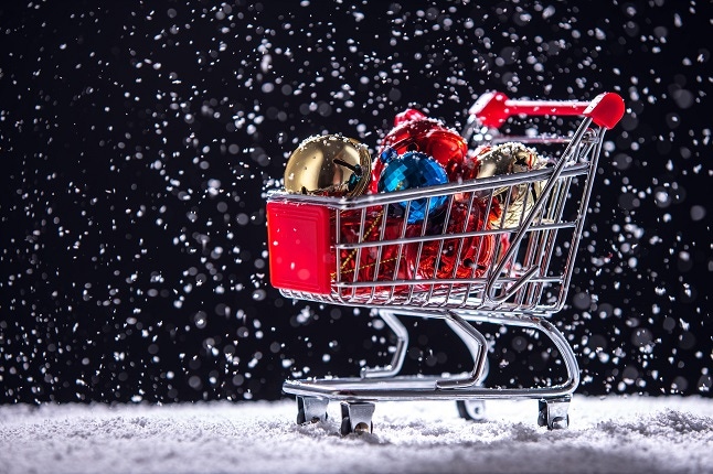 shopping cart in the snow