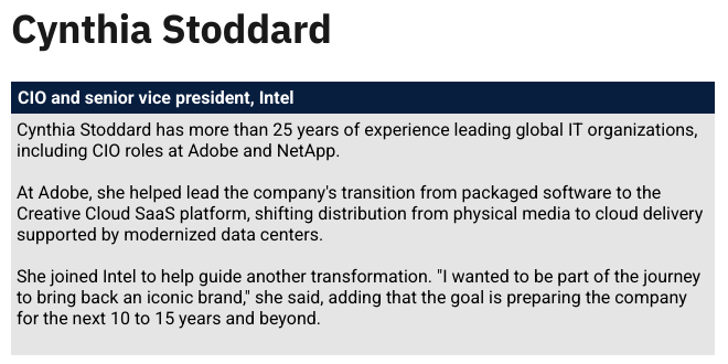 Biographical information about Cynthia Stoddard.