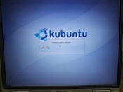 Kubuntu went through its paces more cleanly; here it is in the early phases of loading the Live CD.