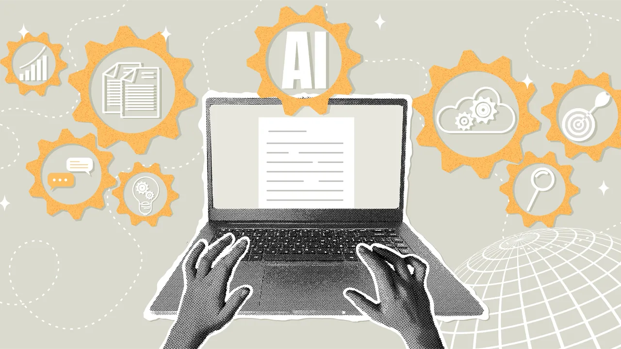 Icons of systems and an AI surround a laptop being used by an IT executive Icons of systems and an AI surround a laptop being used by an IT executive