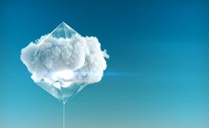 cloud as a digital kite on a sky blue backdrop that illustrates cloud security or computing.