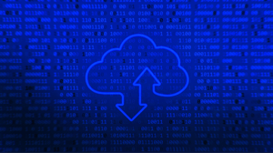 A cloud, with arrows indicating data going to and from the cloud A cloud, with arrows indicating data going to and from the cloud