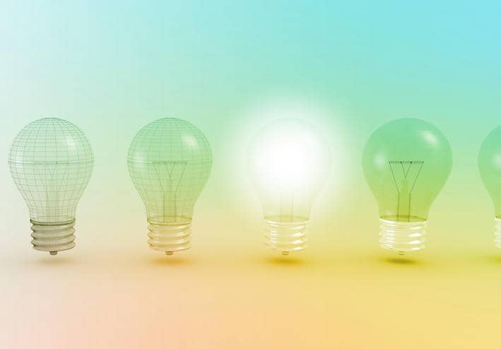 light bulbs before a light blue background