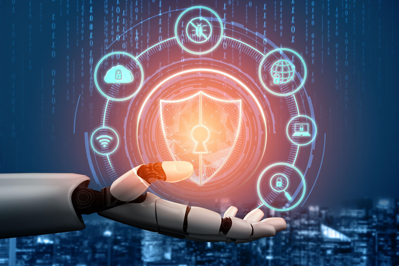 robot hand with a security shield robot hand with a security shield