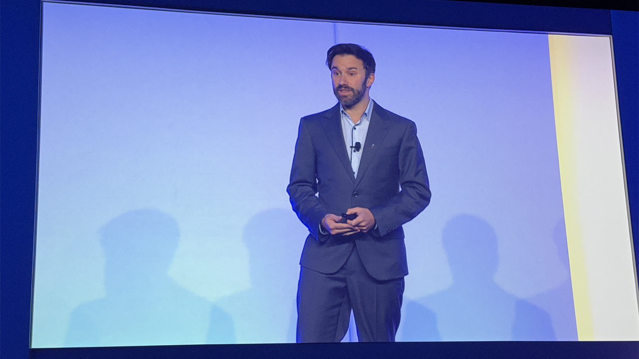 Gartner analyst Max Goss speaks to attendees at this week's Digital Workplace Summit in San Diego. (Kelsey Ziser/InformationWeek)