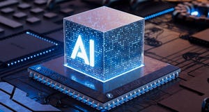High-Tech AI Computer Chip with Futuristic Circuit Board Design 3D Illustration