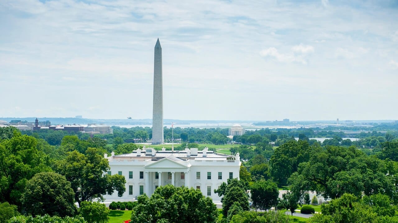 Washington DC Nations Capitol White House Washington Monument city skyline aerial Washington DC Nations Capitol White House Washington Monument city skyline aerial