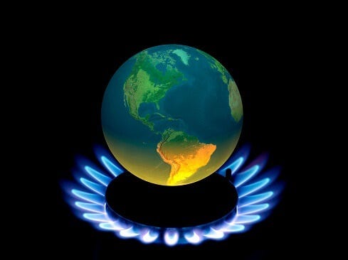 earth over a gas burner