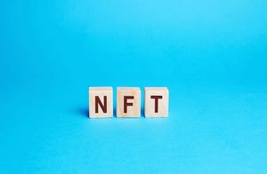 letters NFT with a sky blue background