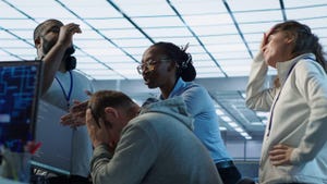 Employees fighting in office after mistake leading to errors in high tech AI data center. IT workers arguing. Employees fighting in office after mistake leading to errors in high tech AI data center. IT workers arguing.