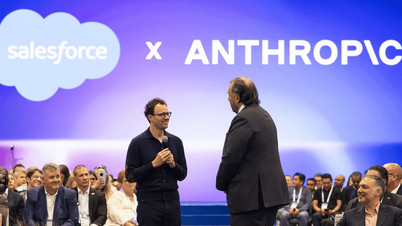 Anthropic AI CEO Dario Amodei makes an appearance at Dreamforce 2026 with Salesforce CEO Marc Benioff Anthropic AI CEO Dario Amodei makes an appearance at Dreamforce 2026 with Salesforce CEO Marc Benioff