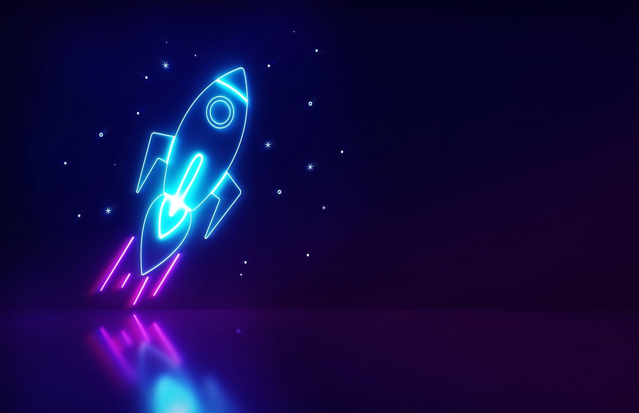Rocket launch and stars light with background dark. Rocket launch and stars light with background dark.