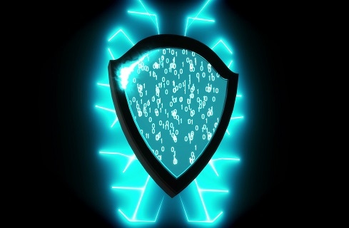 Abstract background with Security Shield. Cyber Background