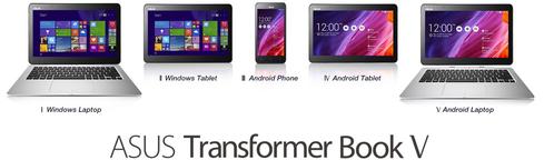 Asus calls the Transformer Book V a 'five mode' device. It's an Android tablet, laptop, and smartphone and a Windows 8.1 tablet and laptop.