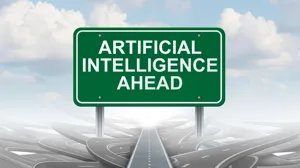 Road sign reading 'Artificial Intelligence Ahead' Road sign reading 'Artificial Intelligence Ahead'
