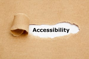 The word Accessibility appearing behind torn brown paper.