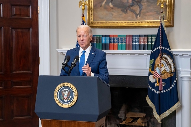 US President Joe Biden delivers remarks on the fast-emerging Artificial Intelligence on July 21 at the White House.