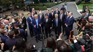 President Trump, Zuckerberg, Musk, Huang, Speaker Johnson and others hold a press conference following a meeting on AI. President Trump, Zuckerberg, Musk, Huang, Speaker Johnson and others hold a press conference following a meeting on AI.