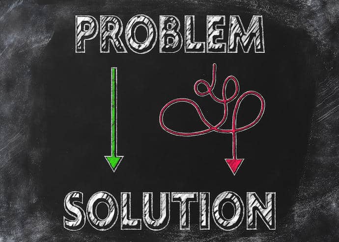 identifying the easiest way to find a solution for a problem concept on blackboard or chalkboard
