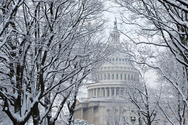 The US Capitol after a massive snow storm in Washington, DC.