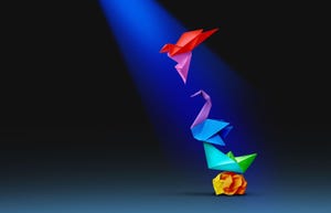 origami bird taking flight indicating improving concept