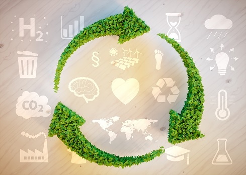 green circular arrows sustainability abstract