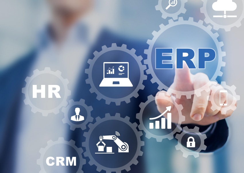 Enterprise Resource Planning (ERP) and business process management technology concept.
