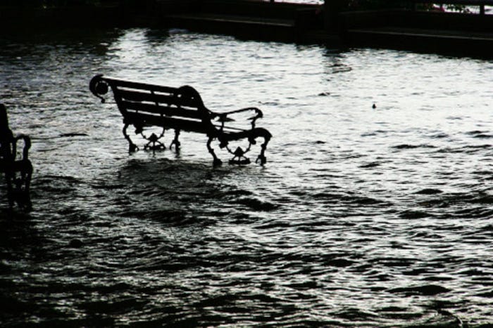 park bench in a flood
