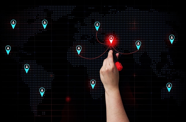 remote working abstract of people around the world pinned on a map remote working abstract of people around the world pinned on a map