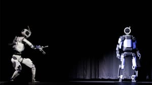 Two Atlas Prototypes by Boston Dynamics on stage at CES in Las Vegas Jan. 5, 2026 Two Atlas Prototypes by Boston Dynamics on stage at CES in Las Vegas Jan. 5, 2026