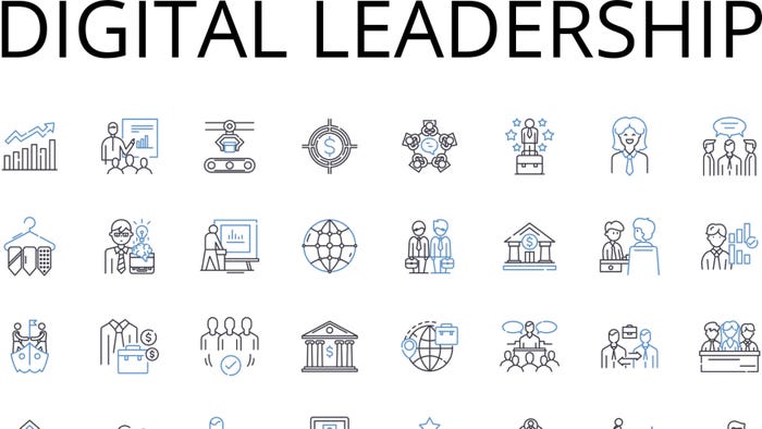 Digital leadership line icons collection. Cyber supremacy, Advanced expertise, Innovative thinking, Modern management, Technological foresight.
