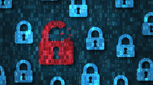 Red broken padlock icon showing unsecure data under cyberattack Red broken padlock icon showing unsecure data under cyberattack