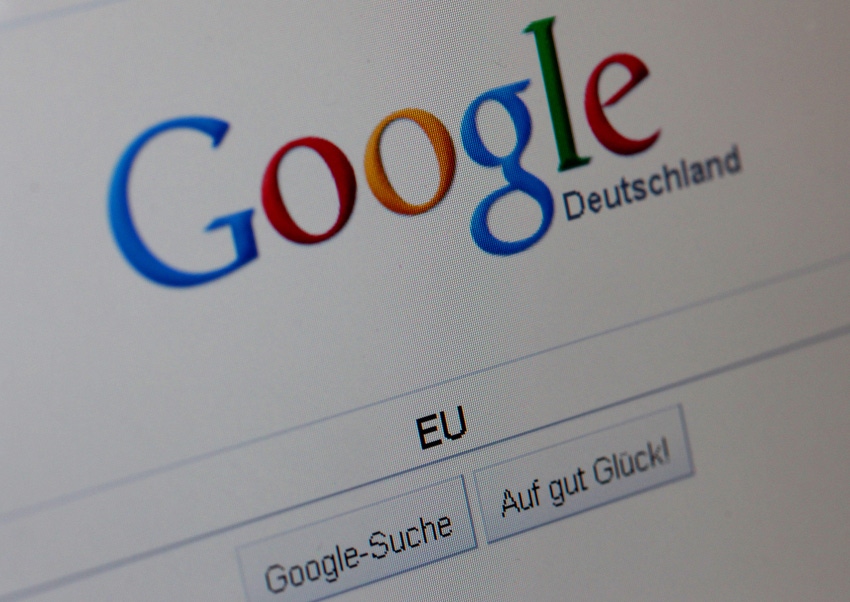 The website of internet giant Google searches for 'EU'