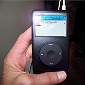 The iPod Classic, formerly the video iPod, is shown to reporters and analysts following Apple's introduction of a revamped product line.