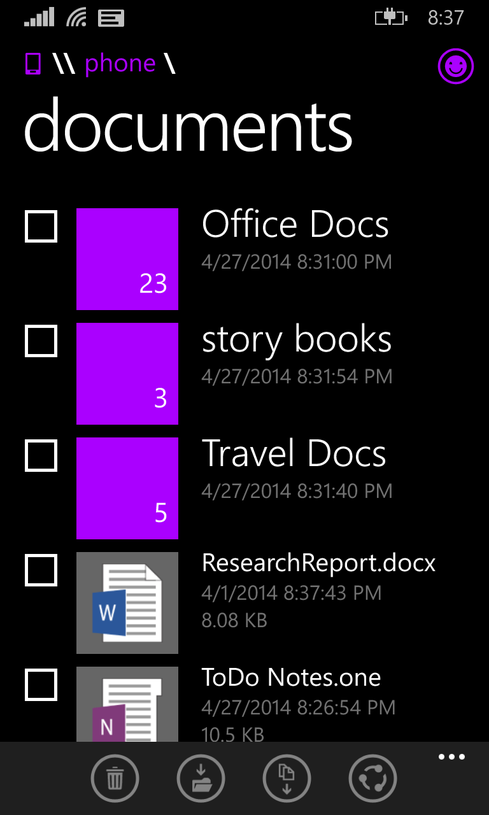 Windows Phone 8.1 will feature a file manager by later this year.