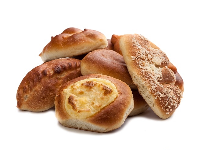 assorted baked bread, cheese pastry and rolls