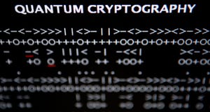The phrase "Quantum Cryptography" above sequences of computer code.