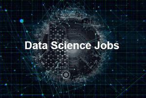 abstract data science illustration with Data Science Jobs label