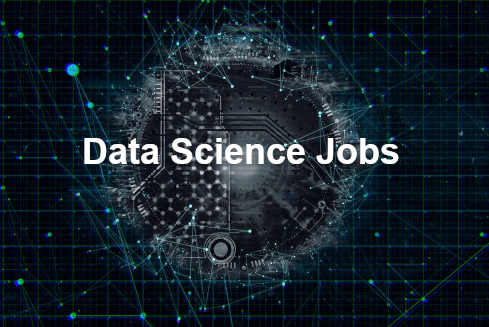 abstract data science illustration with Data Science Jobs label