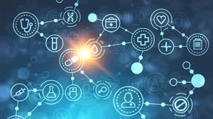 Light blue medical icons over a blue background with white medical icons Light blue medical icons over a blue background with white medical icons