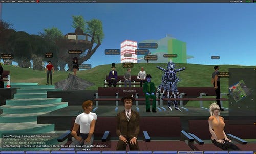 The crowd watching Mitch Kapor's keynote at the Life 2.0 conference in Second Life