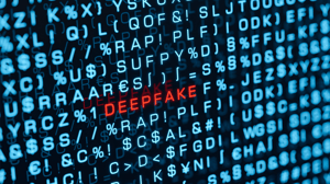 Deepfake warning on a computer screen. Deepfake warning on a computer screen.