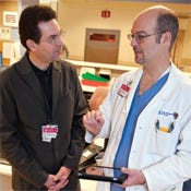 InformationWeek 500 Top 5: BIDMC - BIDMC was the first hospital to use iPads in clinical care, says Halamka (left, with Dr. Henry Feldman)